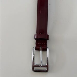 Valextra Brown and Red Leather Belt with Silver Buckle